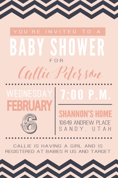Baby Girl Shower Invitation-Chevron